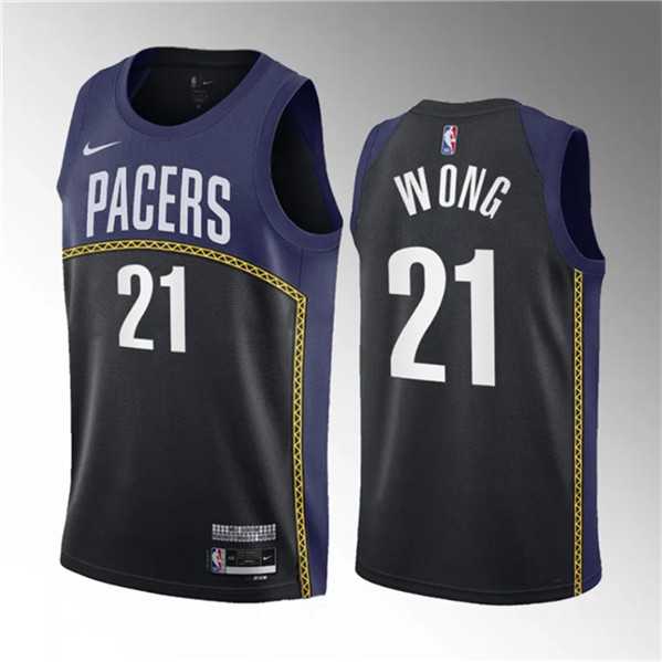 Mens Indiana Pacers #21 Isaiah Wong Blue 2023 Draft City Edition Stitched Basketball Jersey Dzhi->indiana pacers->NBA Jersey